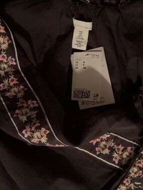 Black floral dress with waist tie, backless, side zip